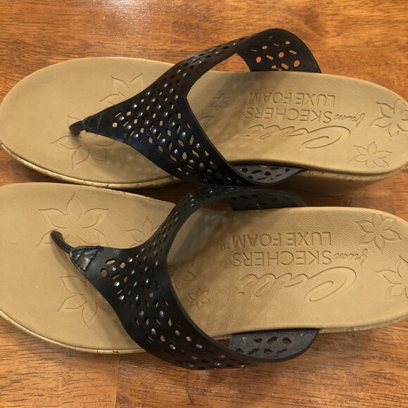 NEW Skechers Cali Beverlee - Pier Stroll Sandals Thongs Flip Flops Black Size 10 - Picture 3 of 11